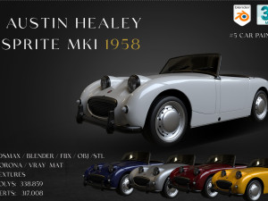 1958 Austin Healey Sprite MKI 3Dモデル