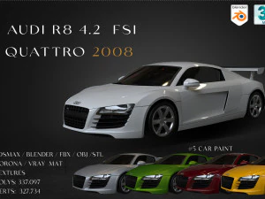 2008 Audi R8 42 FSI quattro 3D Model