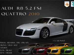 Audi R8 52 FSI quattro 2010 Model 3D