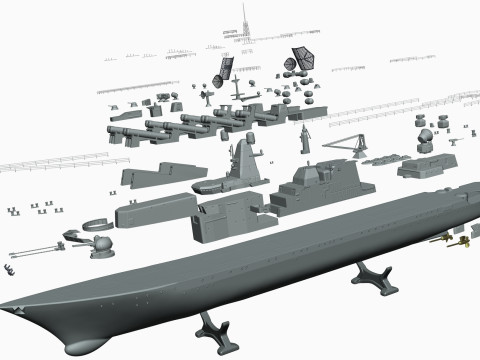 Warship moskva for 3d print 3D 프린트 모델