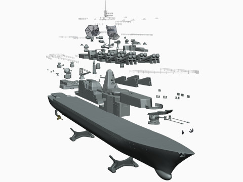 Warship moskva for 3d print 3D 프린트 모델