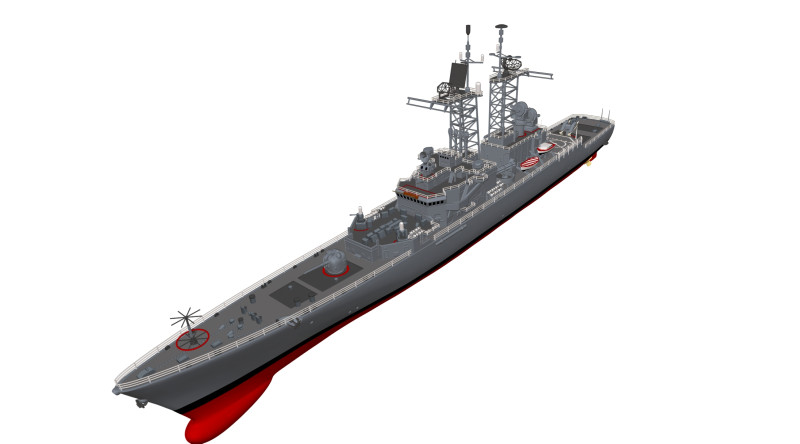 USS Truxtun CGN-35 3D 프린트 모델 .c4d .max .obj .3ds .fbx .stl .blend