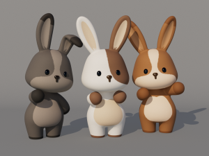 Rigged Cartoon Rabbit Model 3D