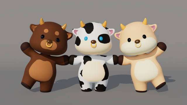 Rigged Cartoon Cow 3D Модель .c4d .max .obj .3ds .fbx .stl .blend 
