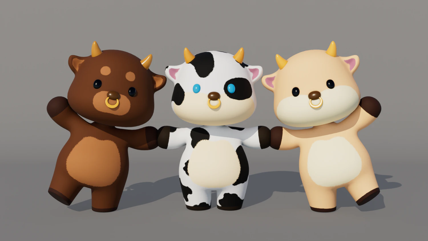 Rigged Cartoon Cow 3D Model .c4d .max .obj .3ds .fbx .stl .blend 