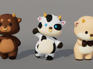 Rigged Cartoon Cow 3D Model