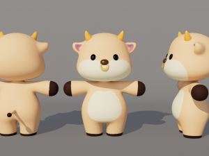 Rigged Cartoon Cow 3D Модель