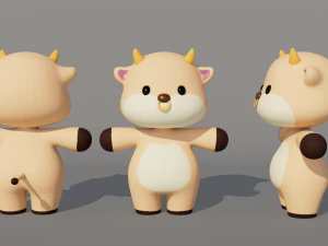 Rigged Cartoon Cow 3D Model