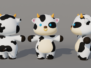 Rigged Cartoon Cow 3D Модель