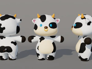 Rigged Cartoon Cow 3D Model