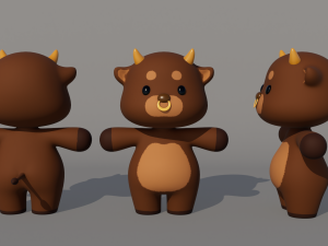 Rigged Cartoon Cow 3D Модель