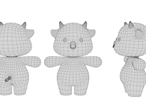 Rigged Cartoon Cow 3D Модель