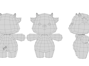 Rigged Cartoon Cow 3D Model