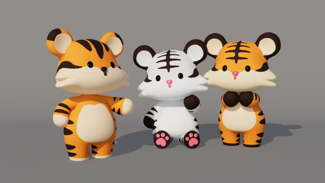 Rigged Cartoon Tiger 3D 模型 .c4d .max .obj .3ds .fbx .stl .blend 