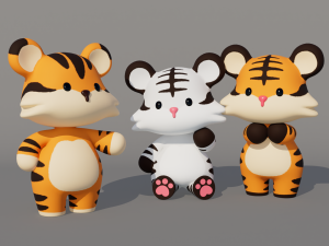 Rigged Cartoon Tiger 3D Model