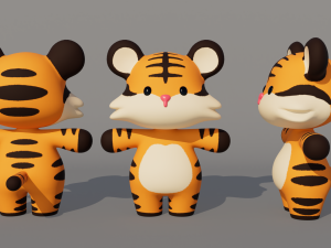Rigged Cartoon Tiger 3D 模型