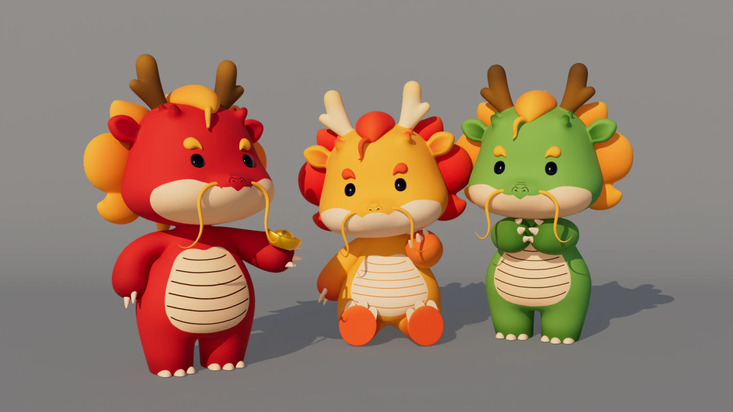 Rigged Cartoon Dragon 3D Model .c4d .max .obj .3ds .fbx .stl .blend