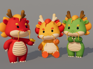 Rigged Cartoon Dragon 3D Model