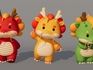 Rigged Cartoon Dragon 3D Модель