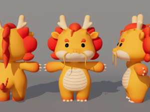 Rigged Cartoon Dragon 3D Модель
