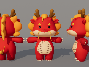 Rigged Cartoon Dragon 3D Модель