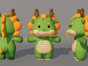 Rigged Cartoon Dragon 3D Модель