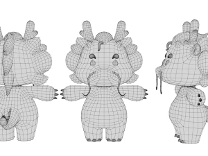 Rigged Cartoon Dragon 3D Model