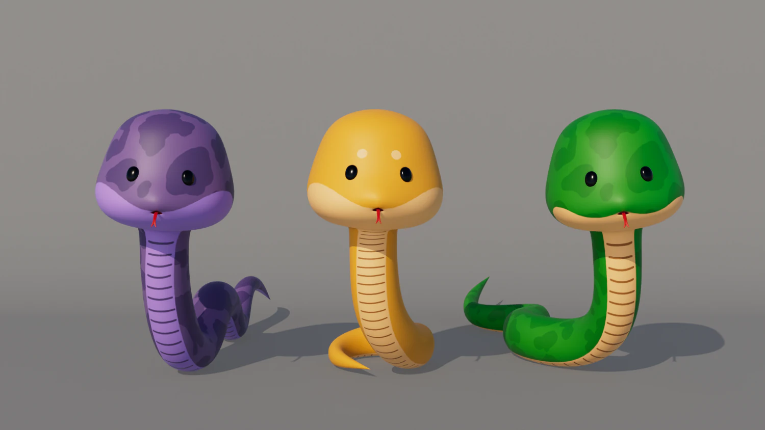 Rigged Cartoon Snake 3D Model .c4d .max .obj .3ds .fbx .stl .blend 