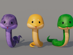 Rigged Cartoon Snake 3D Model