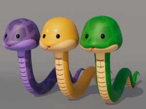 Rigged Cartoon Snake 3D Model