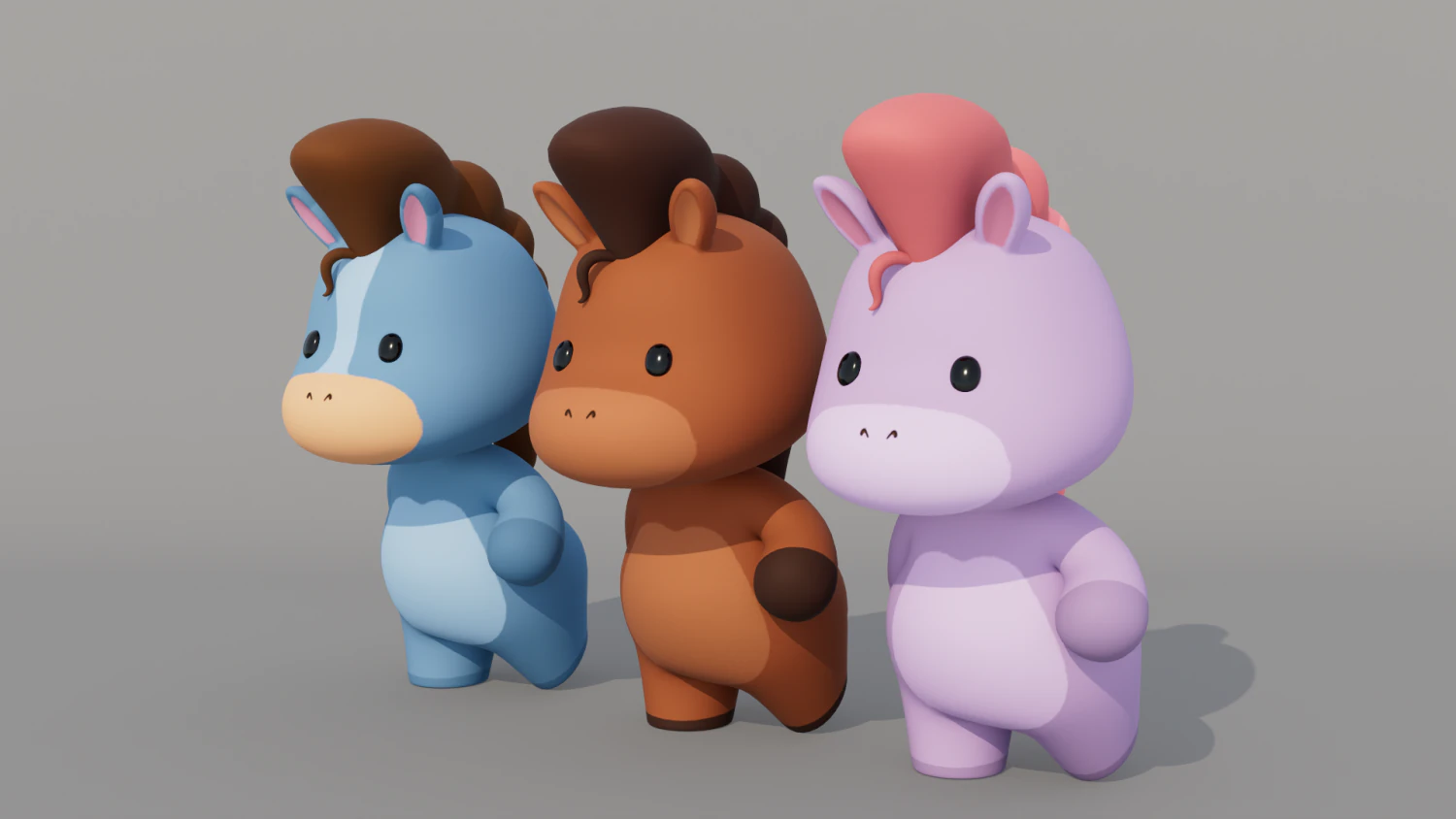 Rigged Cartoon Horse 3D Model .c4d .max .obj .3ds .fbx .stl .blend 