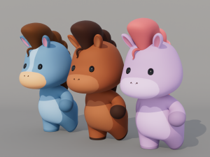 Rigged Cartoon Horse 3D Model