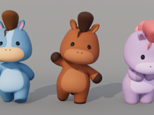 Rigged Cartoon Horse 3D Model