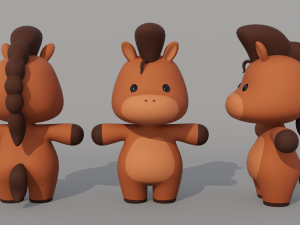 Rigged Cartoon Horse 3D Model