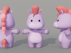 Rigged Cartoon Horse 3D Model