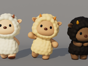 Rigged Cartoon Sheep 3D Модель