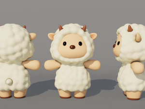 Rigged Cartoon Sheep 3D Model