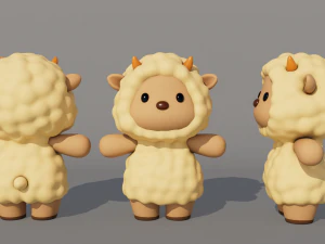 Rigged Cartoon Sheep 3D Model