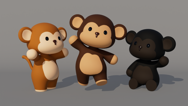Rigged Cartoon Monkey 3Dモデル .c4d .max .obj .3ds .fbx .stl .blend 