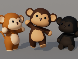 Rigged Cartoon Monkey 3D Model