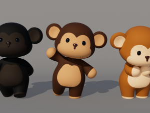 Rigged Cartoon Monkey 3Dモデル