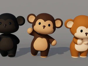 Rigged Cartoon Monkey 3D Model
