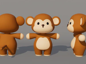 Rigged Cartoon Monkey 3D Model