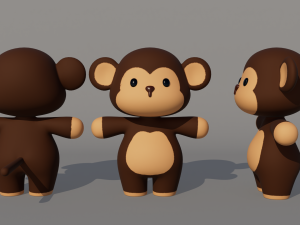 Rigged Cartoon Monkey 3Dモデル
