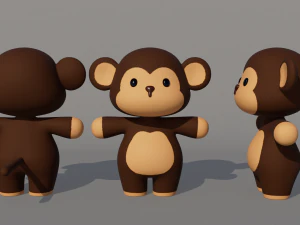 Rigged Cartoon Monkey 3D Model