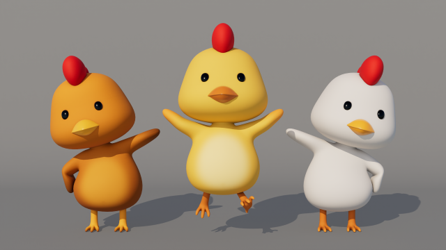 Rigged Cartoon Chicken 3D Model .c4d .max .obj .3ds .fbx .stl .blend 