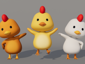Rigged Cartoon Chicken 3D Model