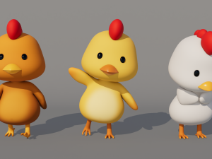 Rigged Cartoon Chicken 3D Model