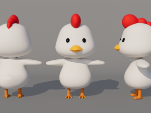 Rigged Cartoon Chicken 3D Model