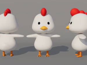 Rigged Cartoon Chicken 3D Model